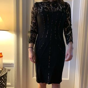 Aidan Mattox - black lace bateau dress